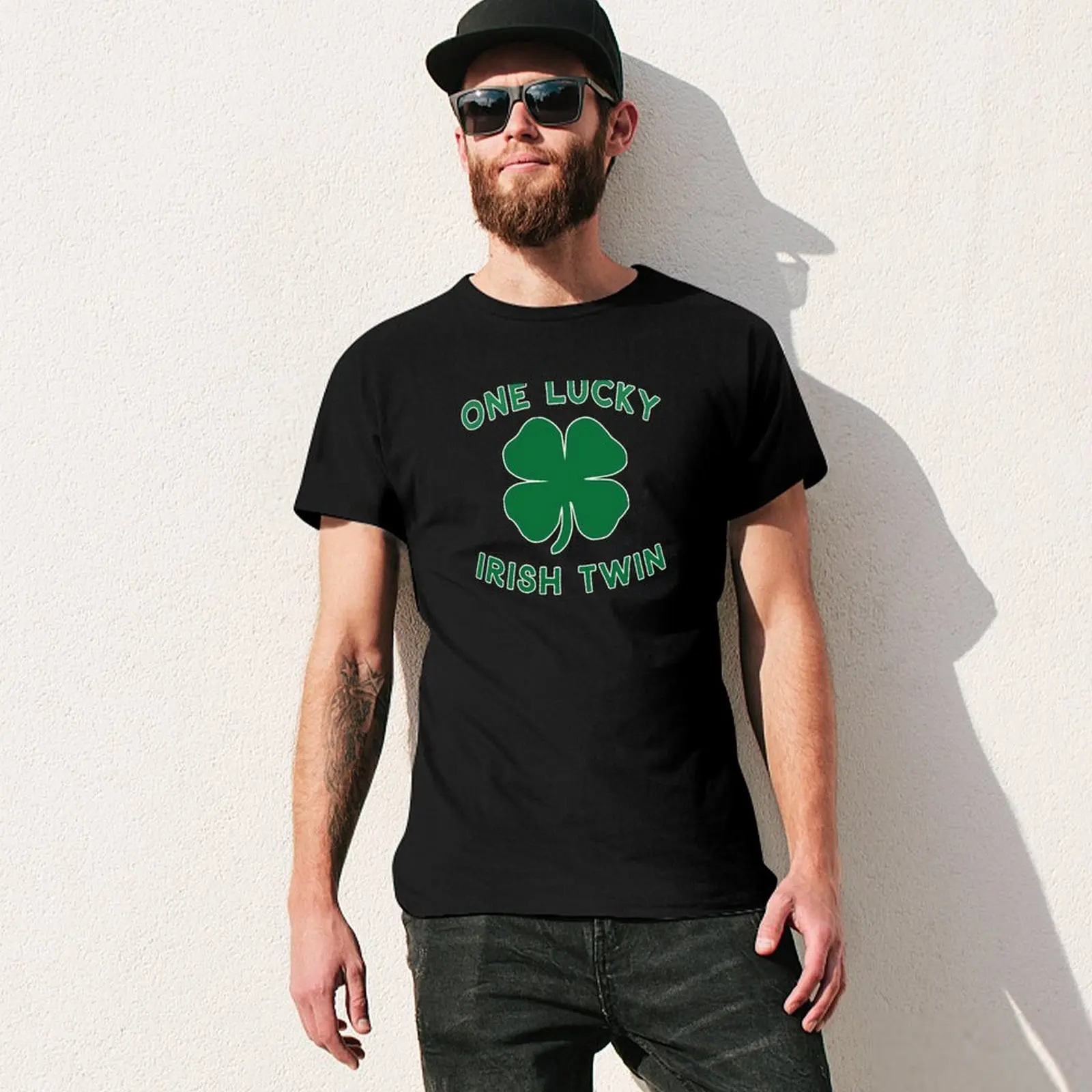 Lucky Twin St Patrick Day Irish Shamrock Gift. T-Shirt tshirts personalised tees mens graphic t-shirts hip hop
