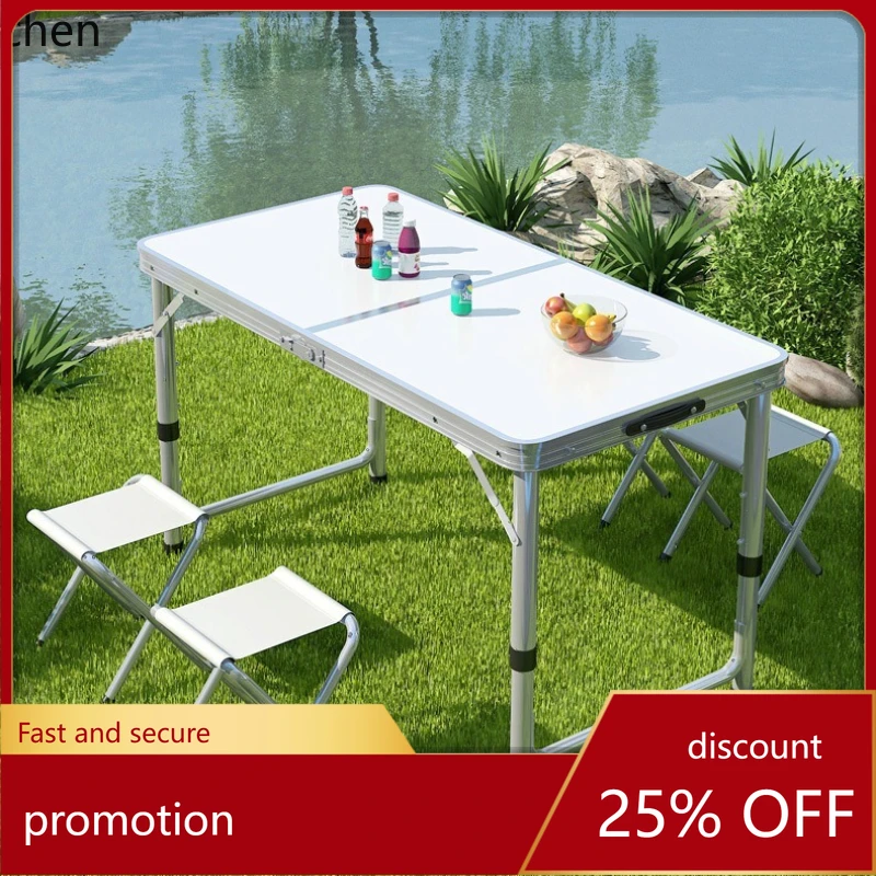 

HXL Outdoor Aluminum Alloy Folding Table Portable Folding Dining Table and Chairs
