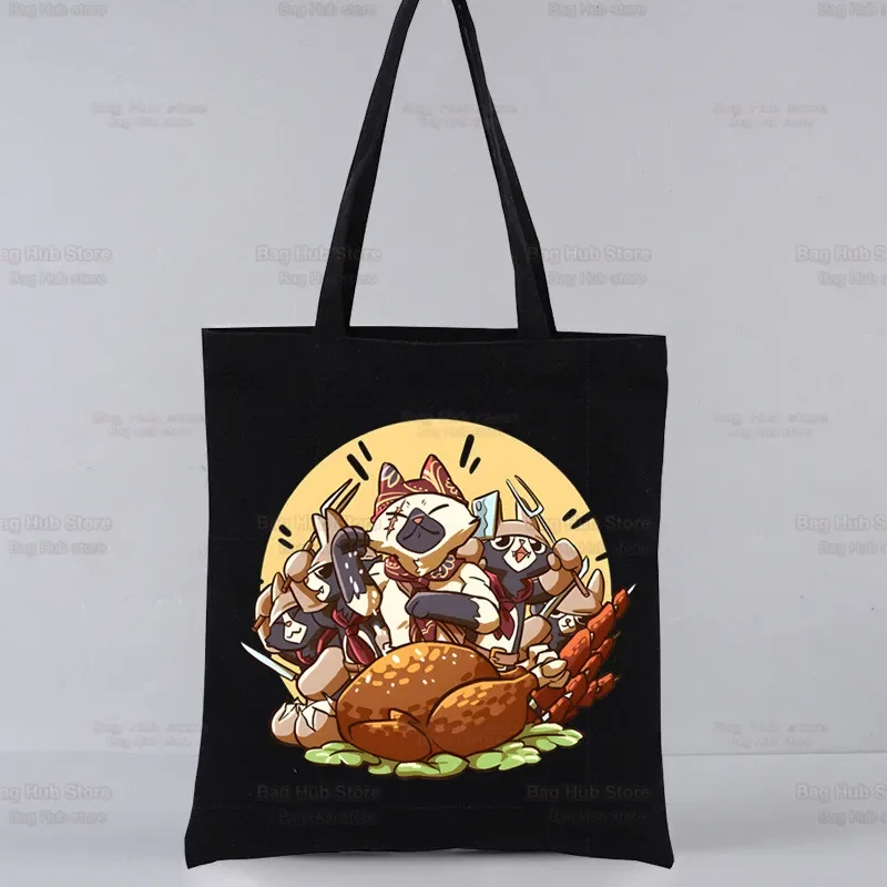 Monster Hunter Game Harajuku Women Shopping Canvas Bag Tote Eco Harajuku Shopper Shoulder Bags