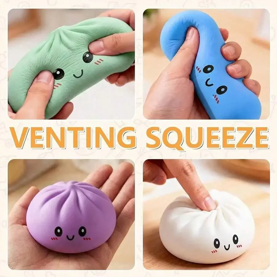 2/4Pcs Dumpling Squishy Stress Ball, Handmade Squeeze Dumpling Fidget Toy, Realistic Food Shaped Anxiety Relief Squishy, Equipped With Portable Steamer Storage Case, Soft Slow Rebound TPR Squeeze Toys For s & Teenagers