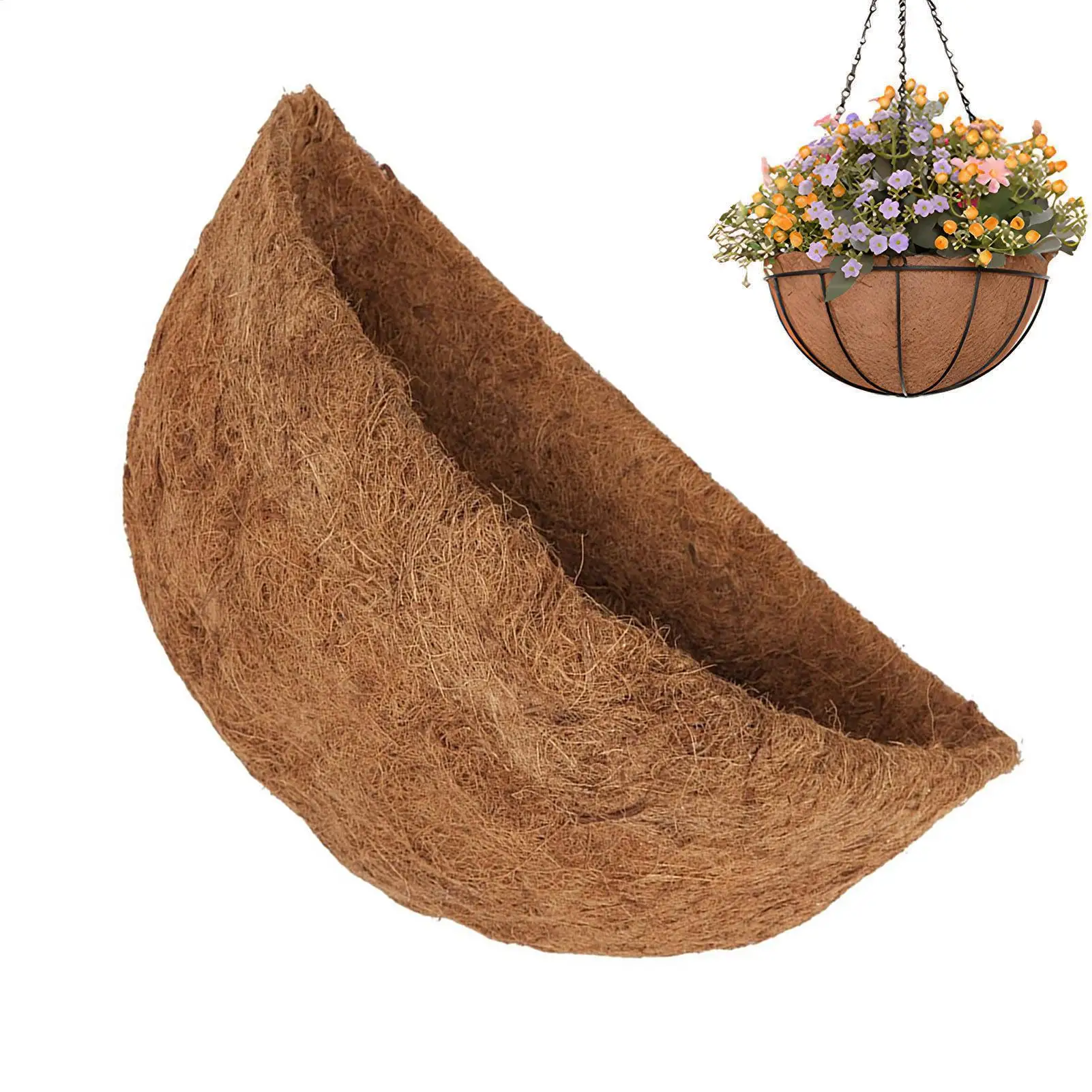1PCS Round Hanging Basket Coconut Mat Coco Liner Coconut Fiber Replacement Flower Basket For Home Gardening Wedding Decor