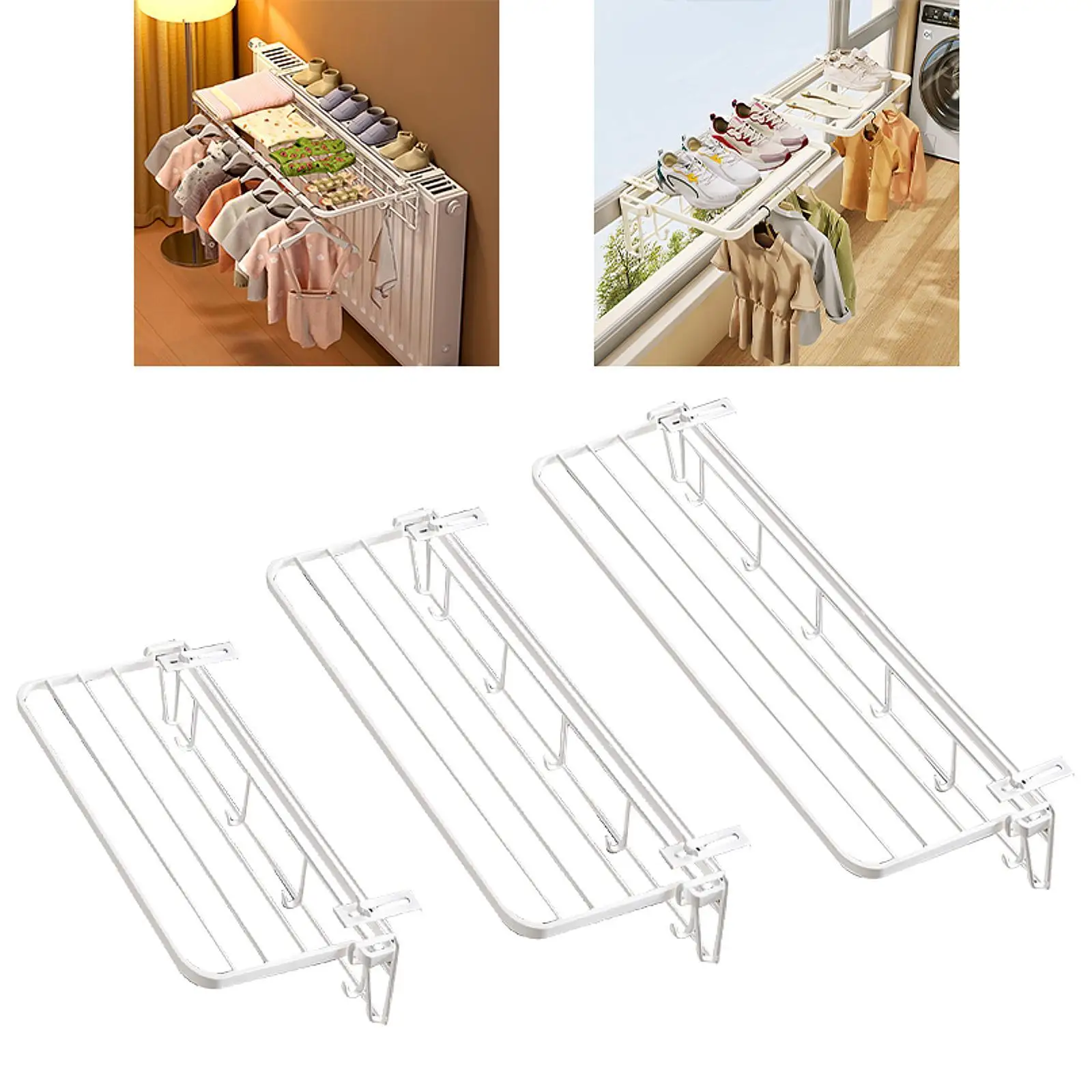 Clothes Drying Rack for Balcony Railing Windowsill Sturdy Foldable Laundry Rack for Laundry Room Living Room Indoor Outdoor Use