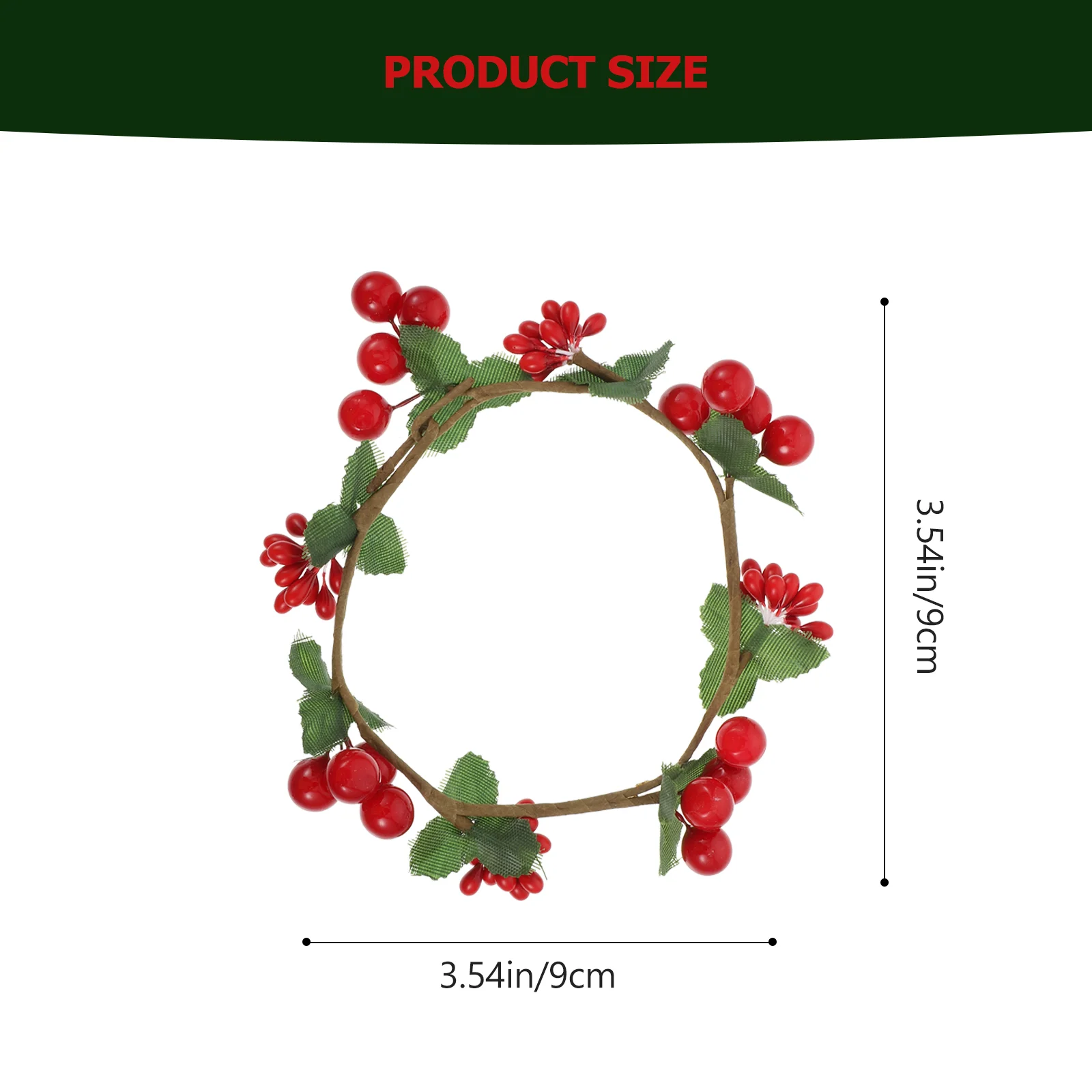 2 Pcs Christmas Garland Candlestick Xmas Wreath Decor Tabletop 10cm Decorative Colorful for Cup Desktop Adornment