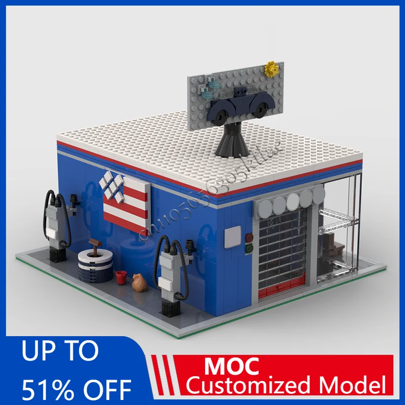 

962PCS MOC Creative Street View Car Washing Street Station Model Custom Puzzle Technology DIY Creative Assembly Kids Toys Gift