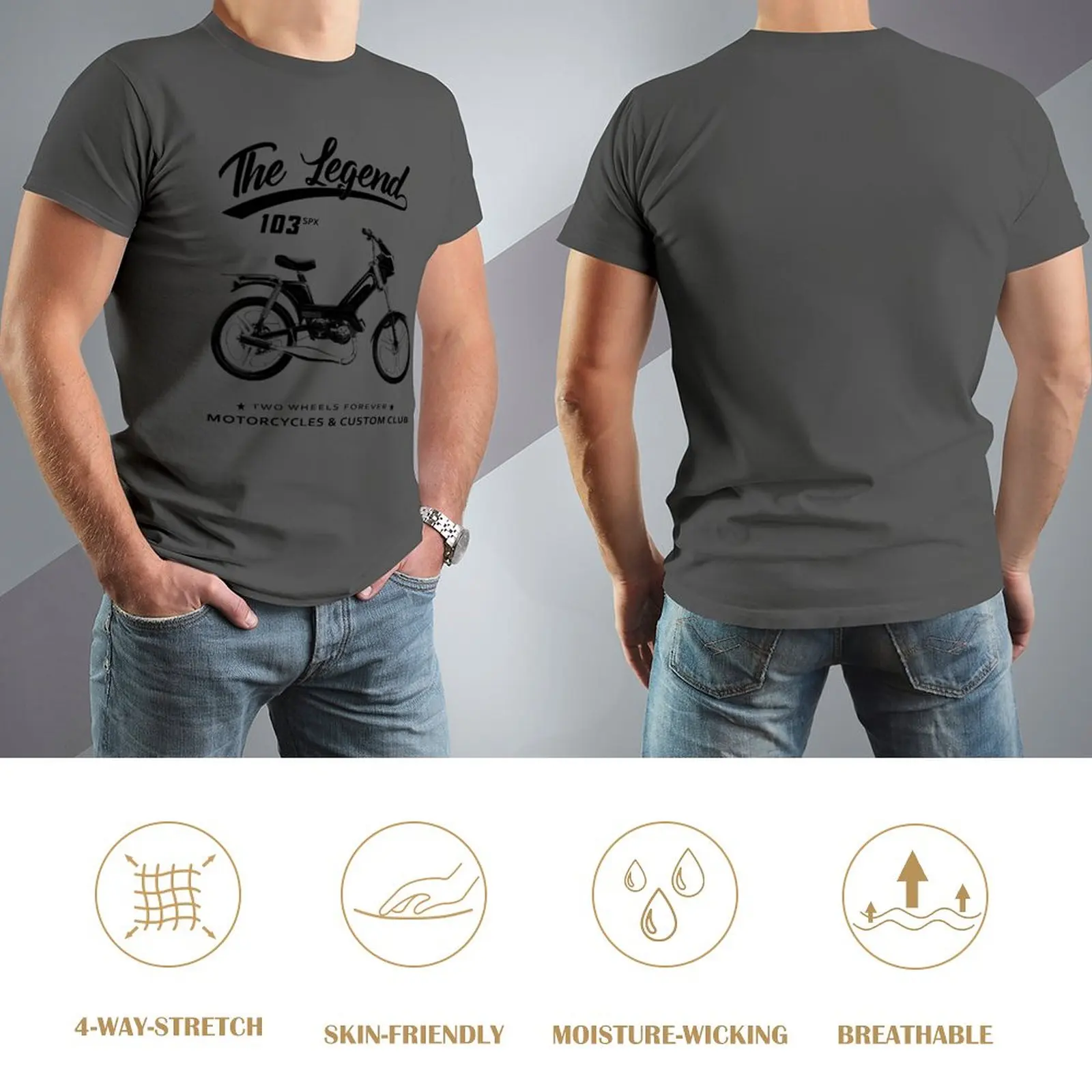 T-shirt en coton à col rond pour hommes, vêtements à la mode, humour, cyclomoteur, éventuelles X, 103