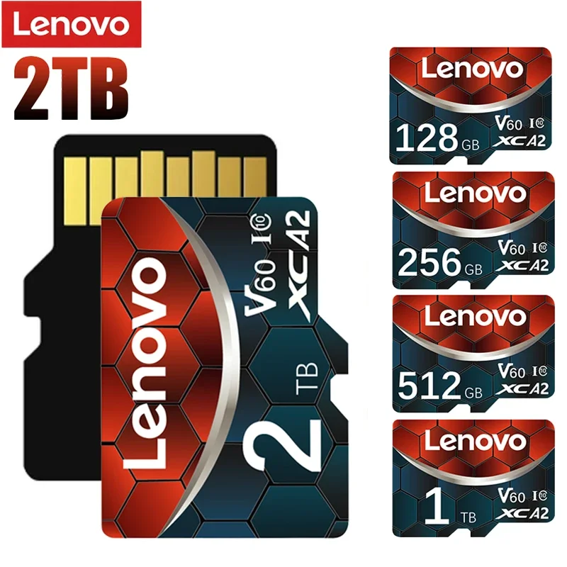 Lenovo 2TB Cartão de Memória 128GB Classe 10 V60 Cartão TF 1TB Mini Cartão SD 512GB 256GB A2 U3 Micro SD 128GB TF de Alta Velocidade