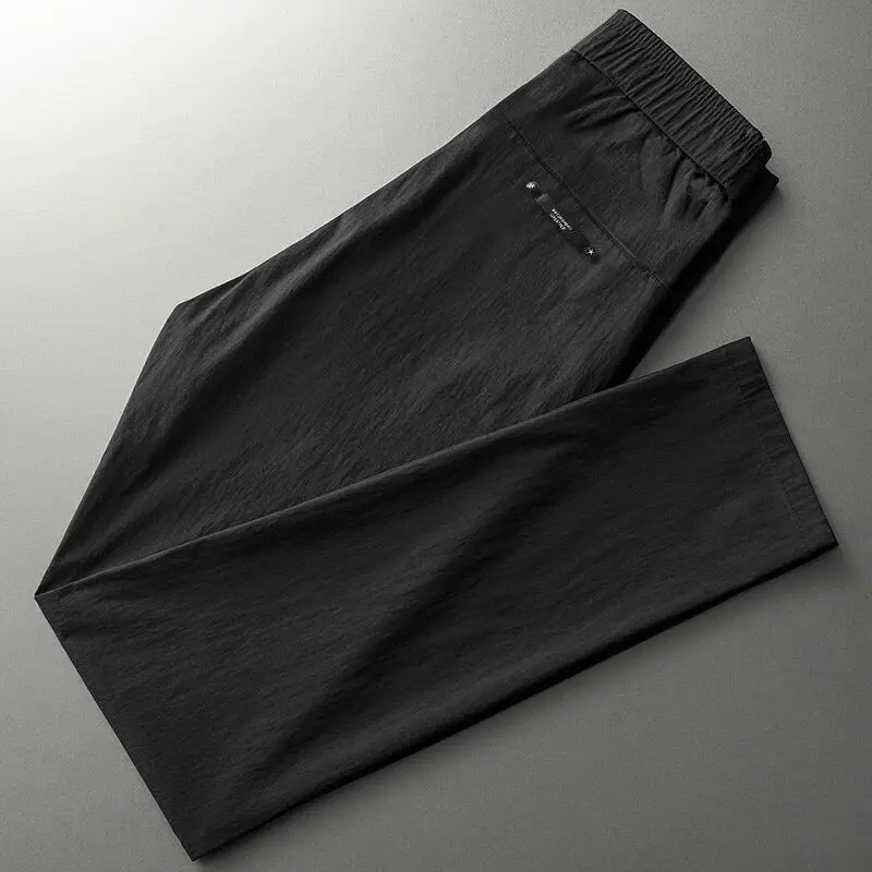 2024 Summer Men's New Patchwork Elasticized Drawstring Pocket Fashion Solid Color Comfortable Slim Fit Versatile Casual Pants