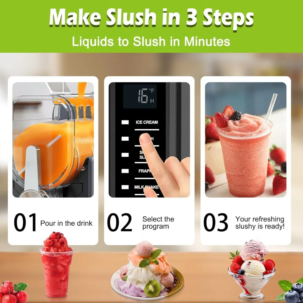 Máquina de slicios, máquina de bebidas congeladas e sorvete - Máquina de granizados de 70 onças para casa com 6 programas predefinidos, exibição de temperatura do tempo