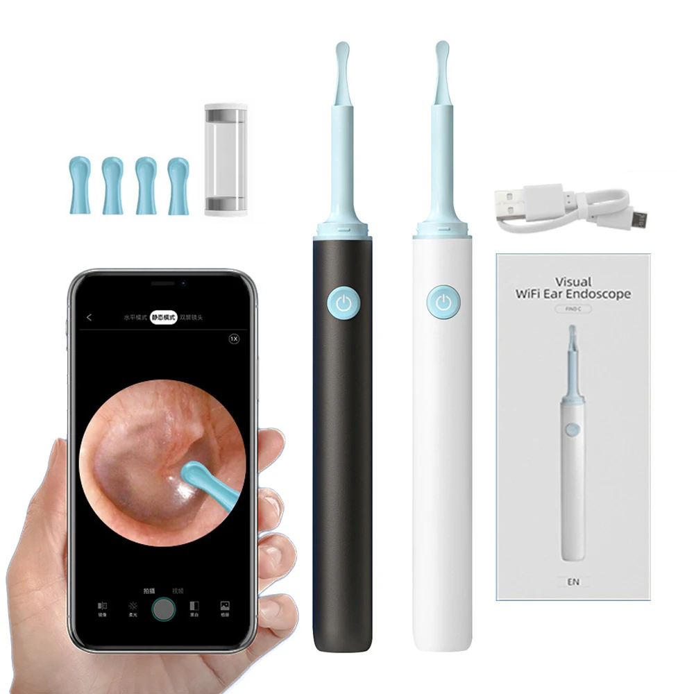 3.9mm WiFi Visual Ear Spoon 5.0MP Otoscope Camera Endoscope LED Luminous Ear Wax Removal Clean Teeth Oral Inspection Borescope