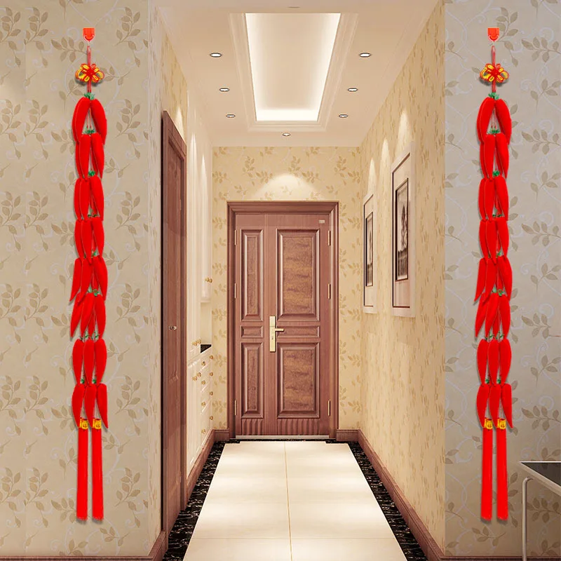 مهرجان الربيع عقدة صينية قلادة فانوس المفرقعات النارية الفلفل الأحمر سلسلة المعلقات حلية 2024 السنة الجديدة معلقة الديكور #6