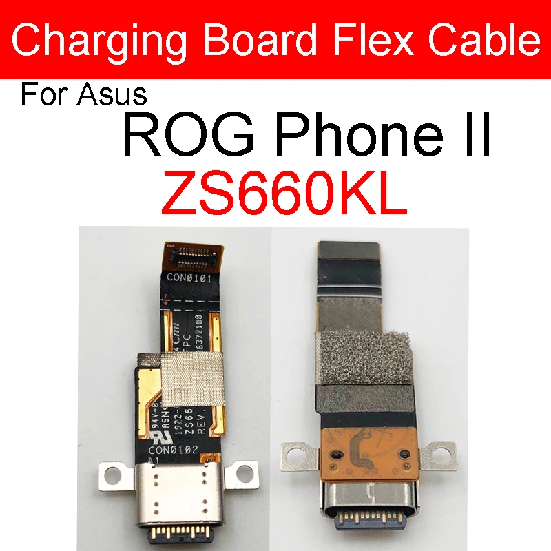 Cable flexible de la placa base del botón de volumen de energía para ASUS ROG Phone II 2 ZS660KL, cargador de lente de cámara frontal y trasera, bandeja Sim para el hogar