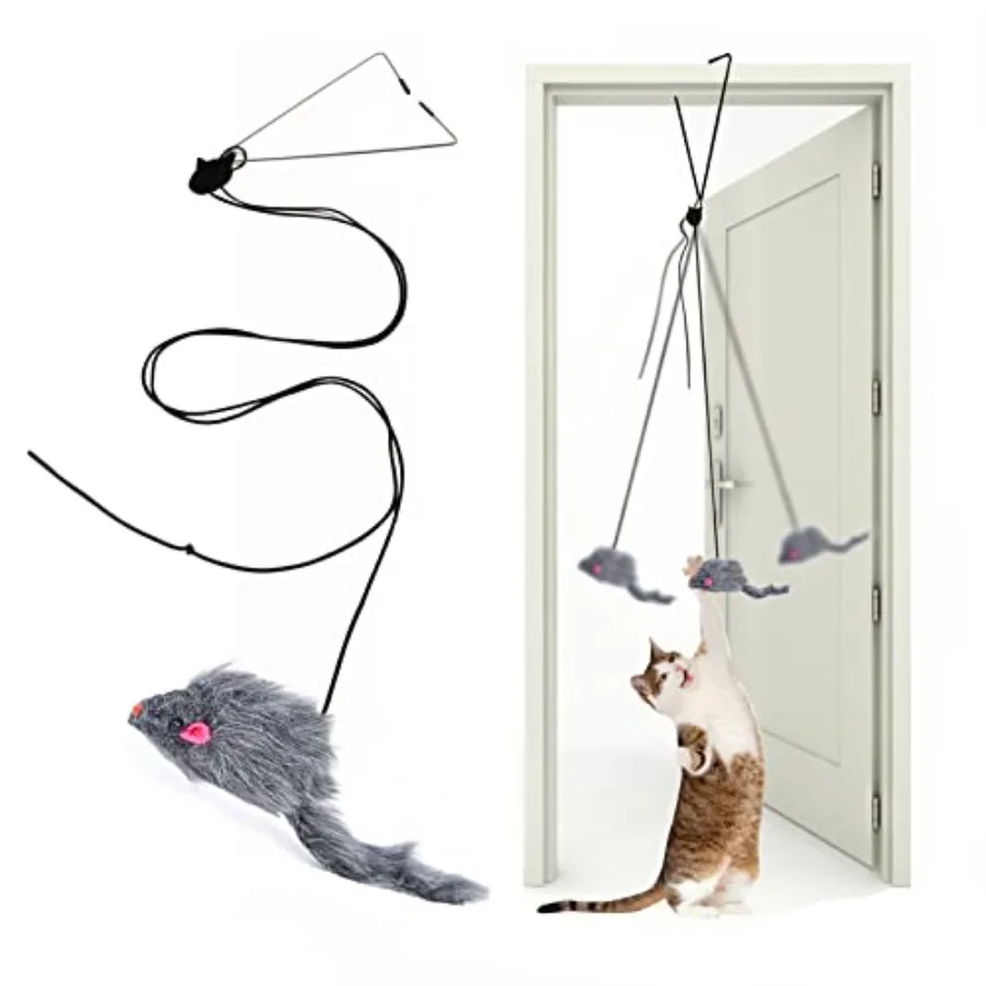 Interactive Cat Feather Toys, Retractable Teaser Toy Hanging Interactive Toys for Indoor Cats Kitten Play Chase Exercise, Kitte