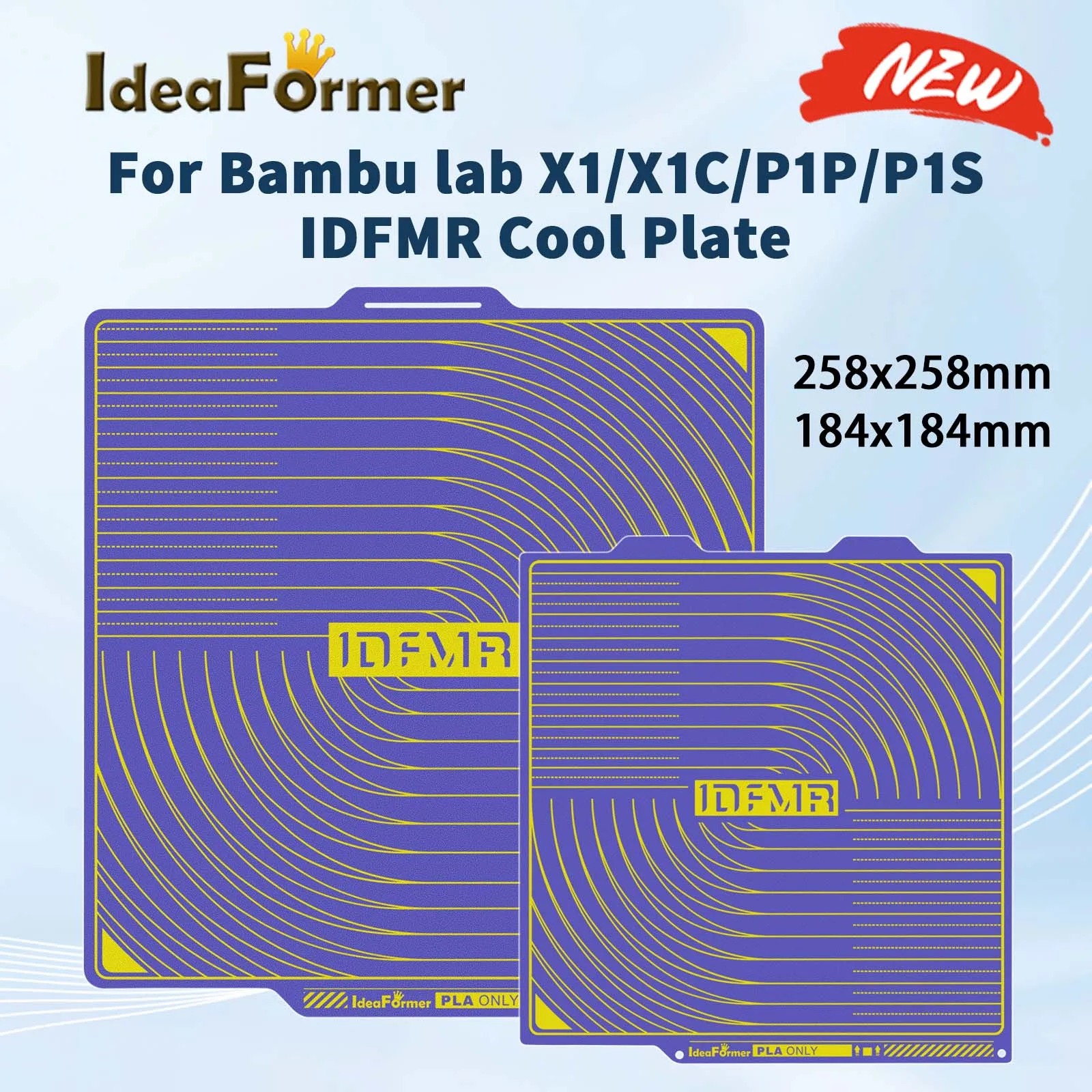 

IDFMR Cool Plate For Bambu Lab A1 Mini Build Plate PLA Bed Cold Plate For X1C P1P P1S A1 SuperTack Heatbed For Bambulab Parts