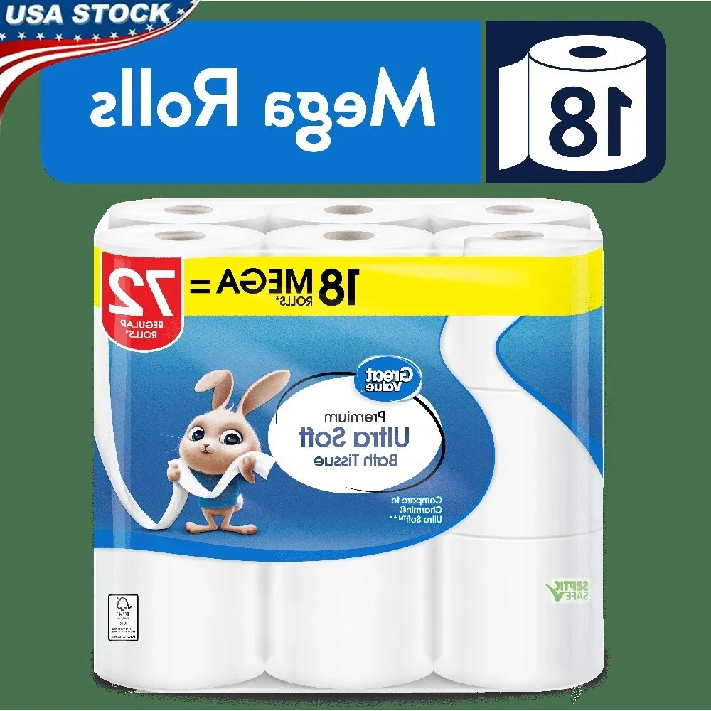 

Ultra Soft 2 Ply Toilet Paper 18 Mega Rolls Septic Safe Unscented Bath Tissue 244 Sheets Long Lasting Family Essential