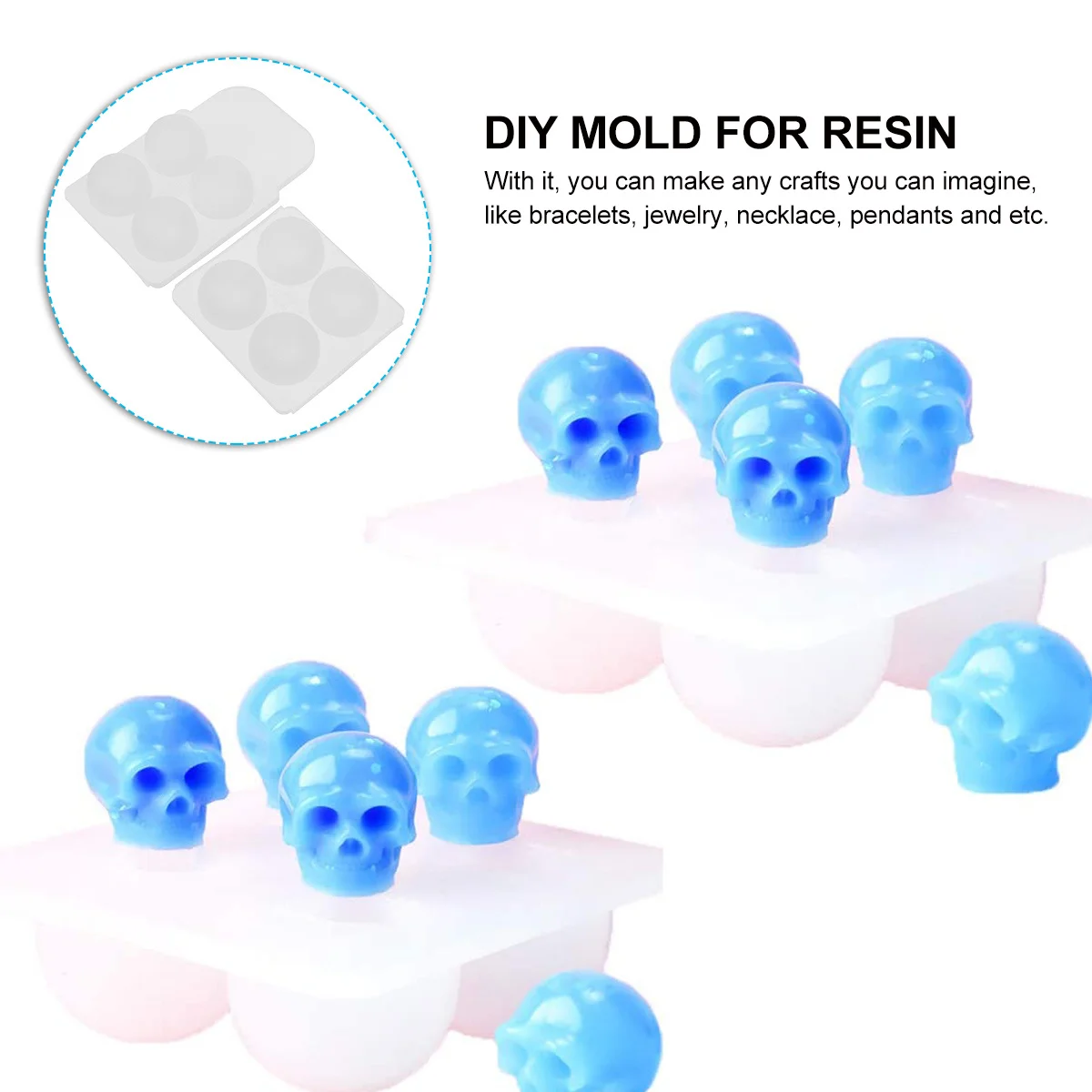 

2 шт. силиконовая форма в форме черепа премиум-класса с антипригарным покрытием DIY ремесла из смолы форма для изготовления ювелирных изделий Хэллоуин украшения браслет кулон