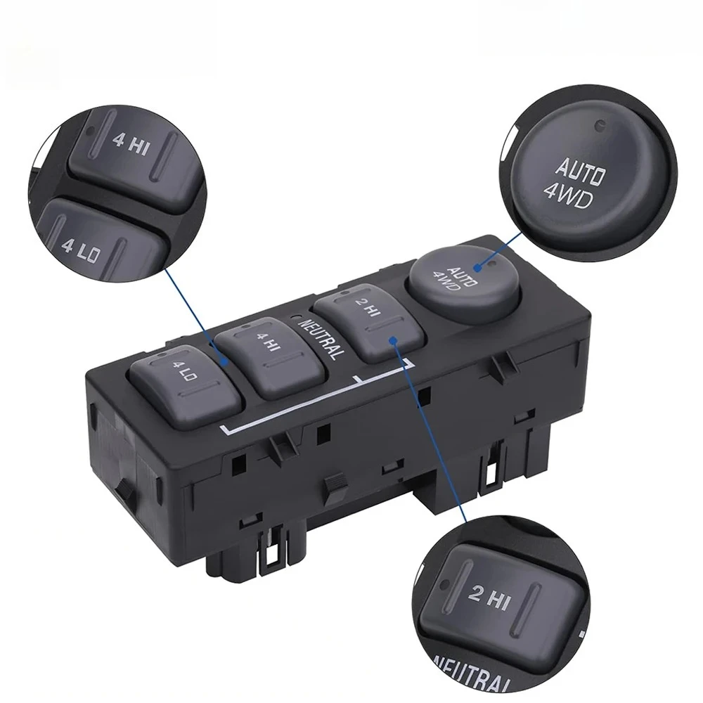 For Chevrolet Avalanche Silverado Tahoe GMC Sierra Yukon 4x4 Transfer Case Switch 4WD Wheel Switch Button 19168767 15709327