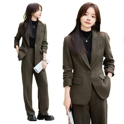 2024 Spring and Autumn New Fashion Wool Blends Blazer Coat Trousers Two Piece Women's Elegant Casual Suit Jacket Pants Set