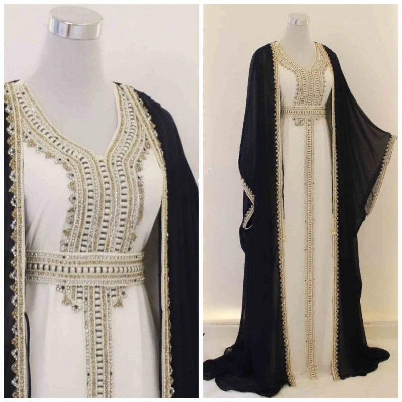 

Black 8 White Moroccan Dubai Elegant Embroidered Caftans Perfect for Any Occasion