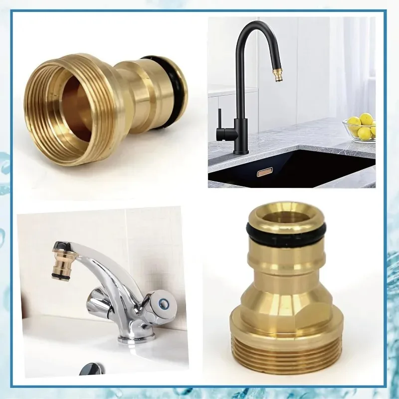 2pcs Universal Kitchen Faucet Copper Connector with M22 Internal Thread and M24 External Thread Hose Connector Faucet Adapters