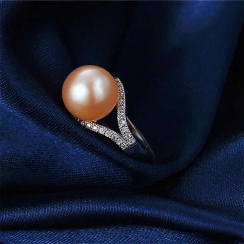 2020 New Trendy Pearl Jewelry Luxury Rings 100% Genuine Real Natural Freshwater Pearl Adjustable Ring For Mother Gift,8mm pearl