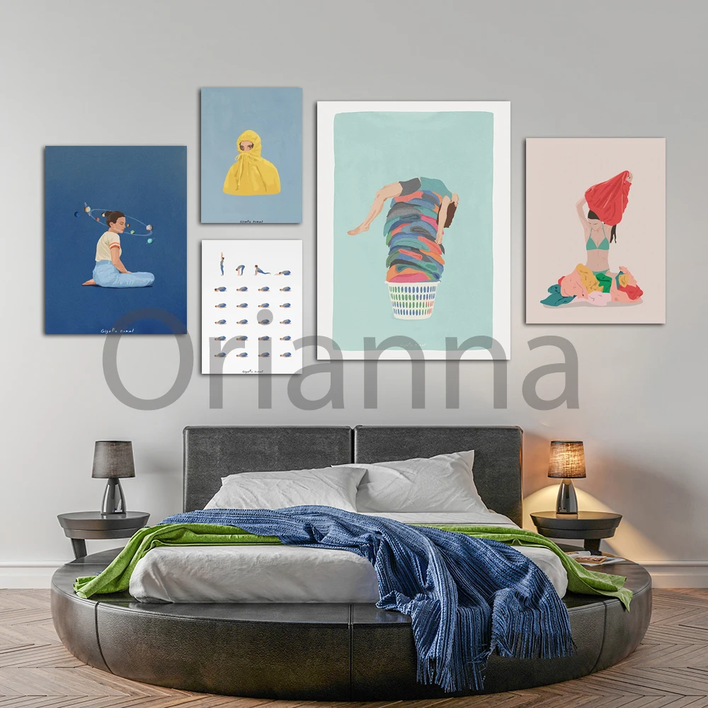 Hoodie Yoga Girl Laundry Room Laundry Detergent Mother Daughter Funny Canvas Painting Nordic Wall Art Hd Print Home Decor Poster