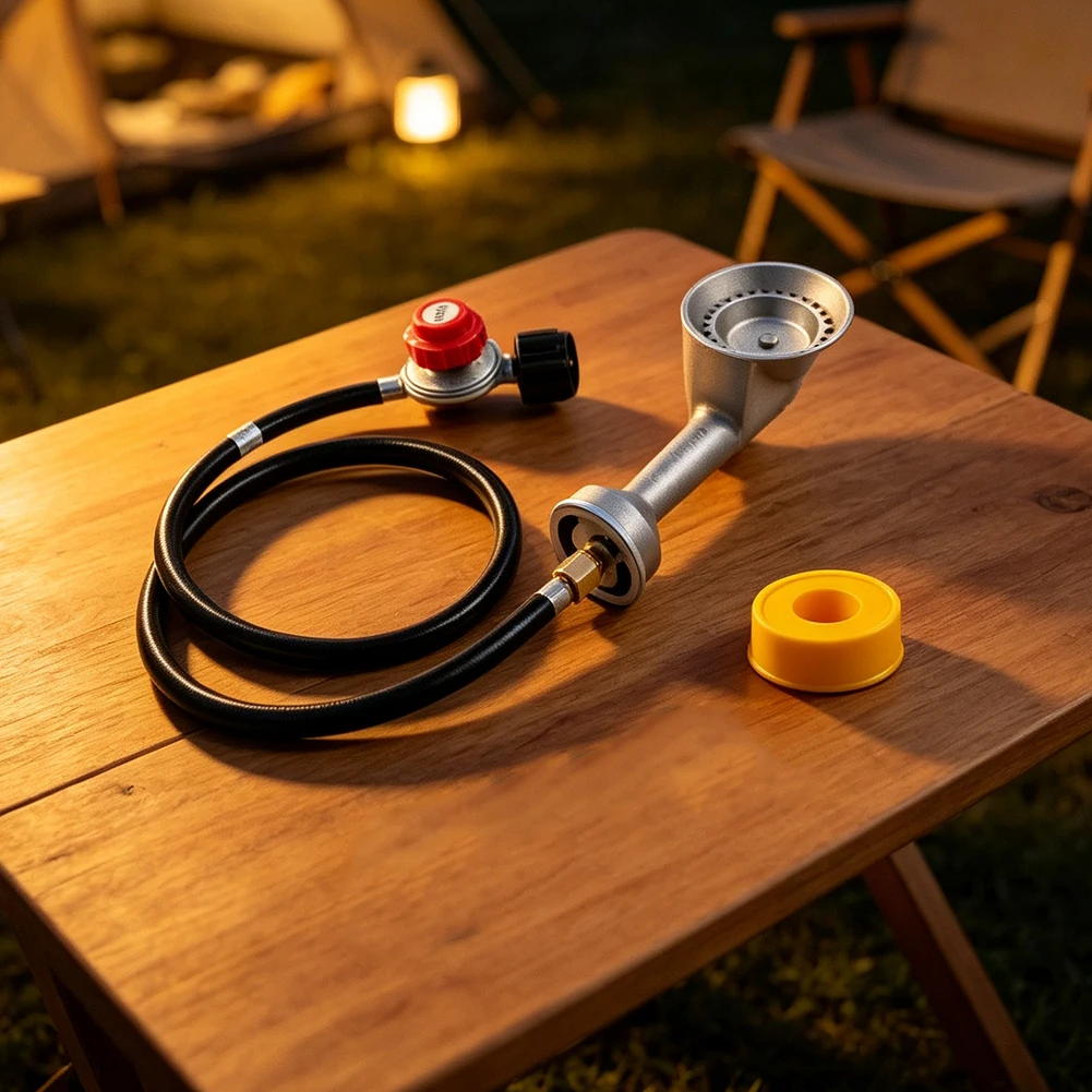 Propane Cooking Burner Kit with 0-20 PSI Adjustable Regulator Cast Aluminum Burner Head and 4 inch Extension Hose