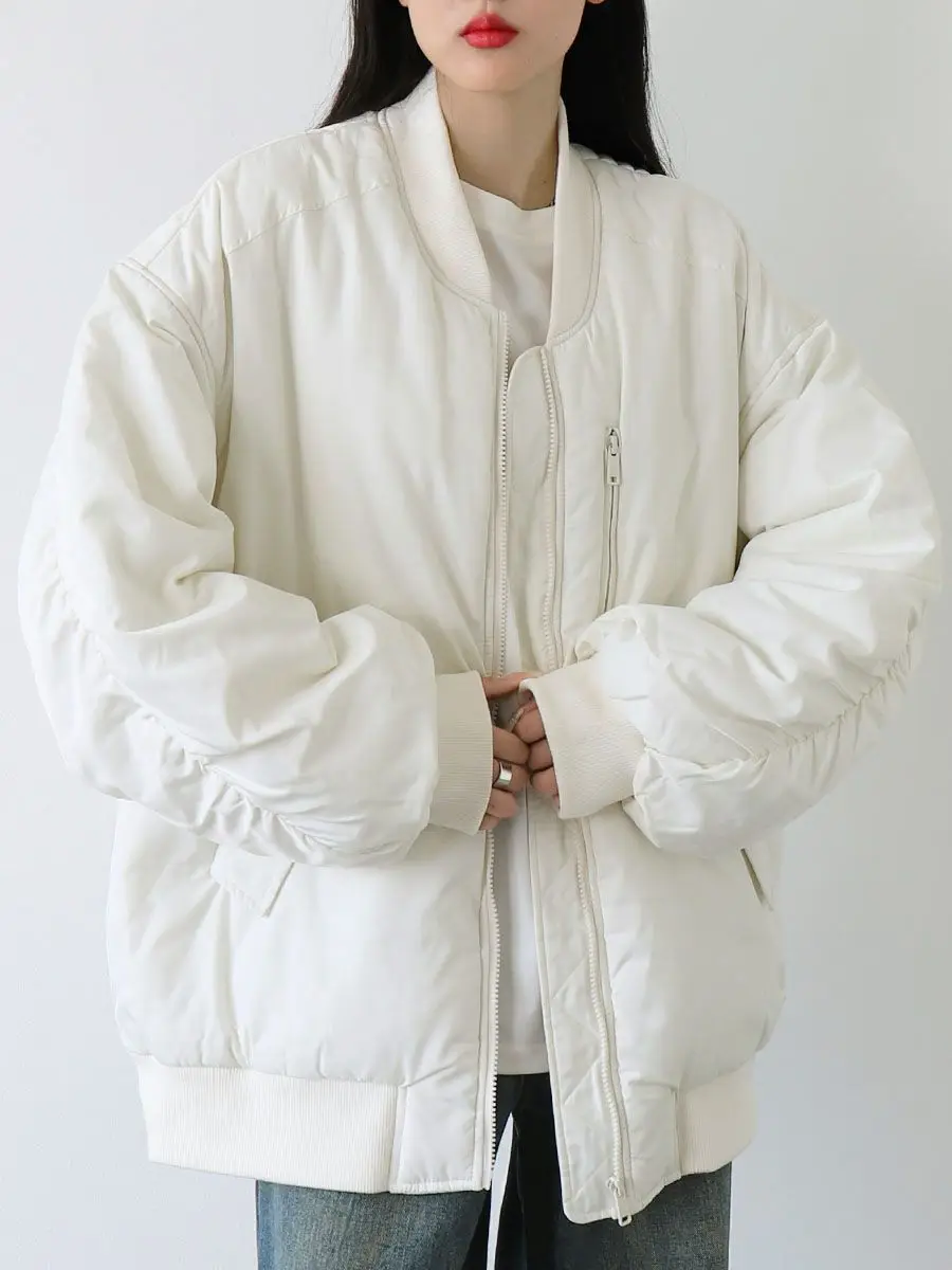 

2025 Baseball Jacket Cotton Coat for Women Winter Loose Retro Design Thickened Puffer Jacket