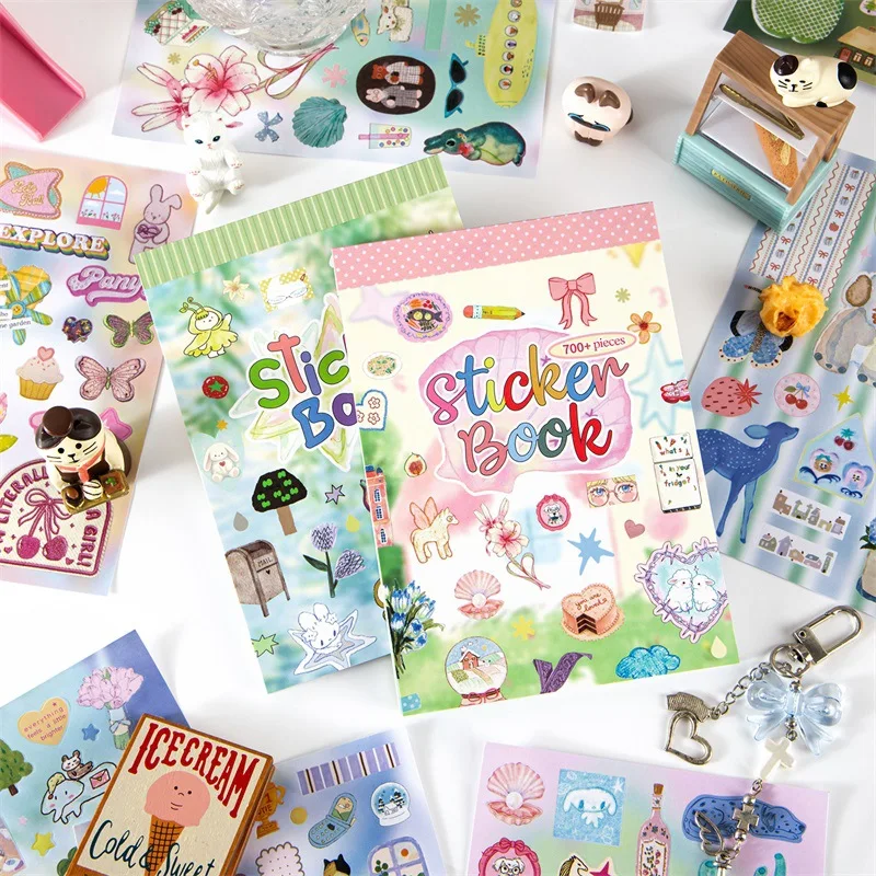 24sheets Light Dream Notebook Series Kawaii Korean Cartoon Die Cutting Sticker Book DIY Diary Scrapbook Aesthetics Stationery