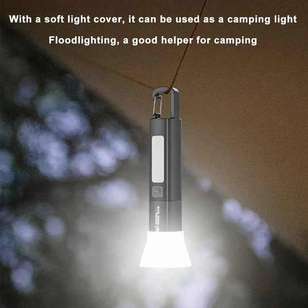 Smiling Shark SD1023 LED Torch Light XPE Super Bright Flashlight with Hook Camping Light USB Rechargeable Zoomable Waterproof
