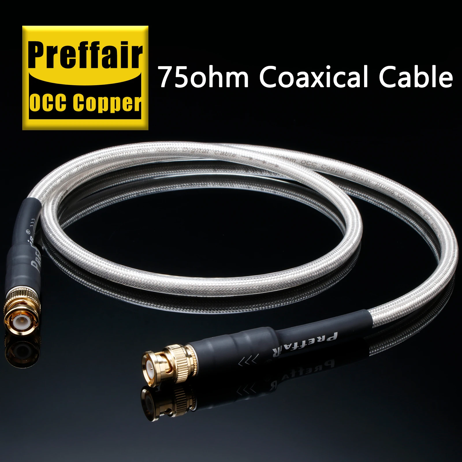 Preffair Coaxial Cable 75Ohm Varistrand OCC Copper High Speed Internet BNC Digital Audio Cable for DAC Home Theater TV Amplifier