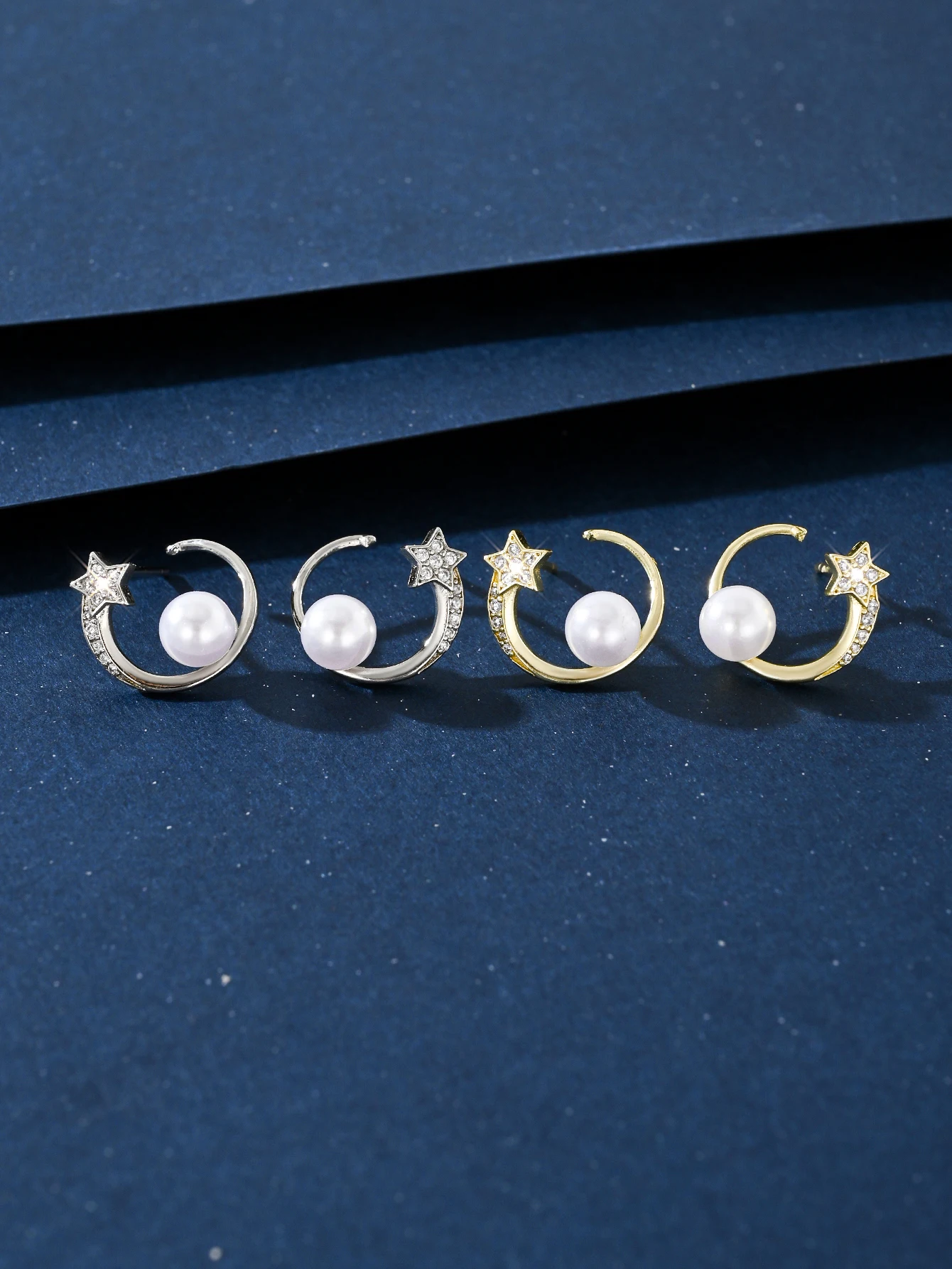 New Best-Selling Zircon Inlaid Meteor Pearl Earrings For Women, With A Niche Design An A Sweet  Style