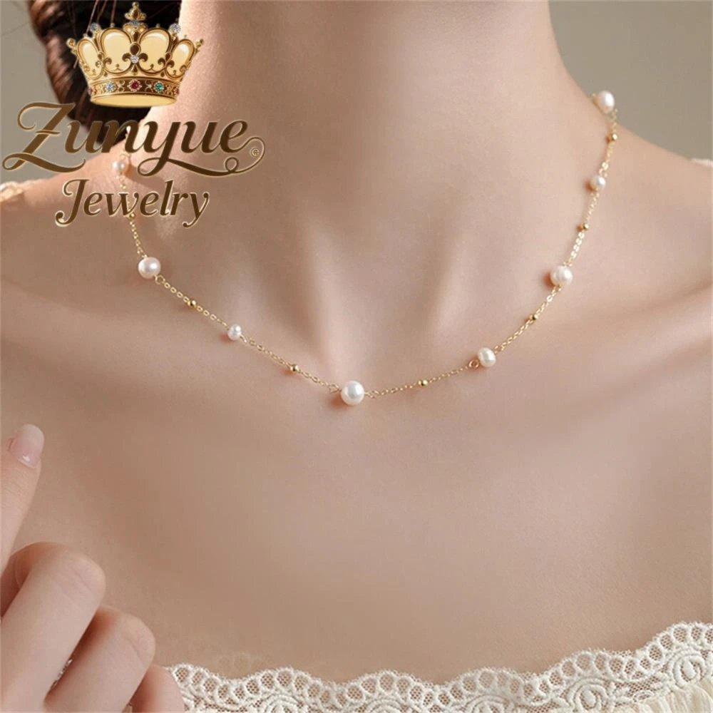 

S925 Silver Starry Sky Natural Freshwater Pearl Necklace Accessory Collarbone Chain, A Light Luxury And Niche Necklace Exquisite