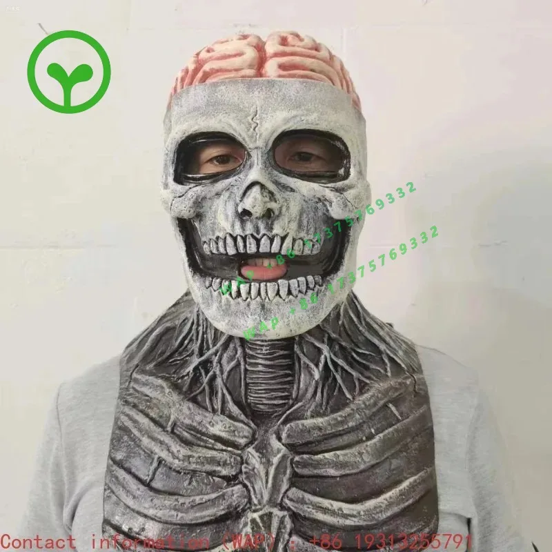 【2026】Skull Mask Scary Full Skeleton Headgear Creepy Biochemical Mask Realistic Halloween Latex Adult Horror Helmet