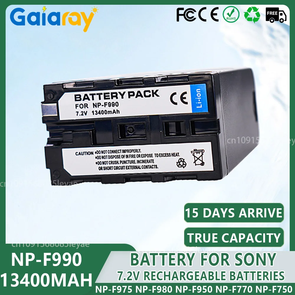 High Capacity 13400mAH NP-F990 NP-F960 NP-F970 Batteries Type-c Port For Sony NP-F980 NP-F950 NP-F770 NP-F750 Fully Decoded