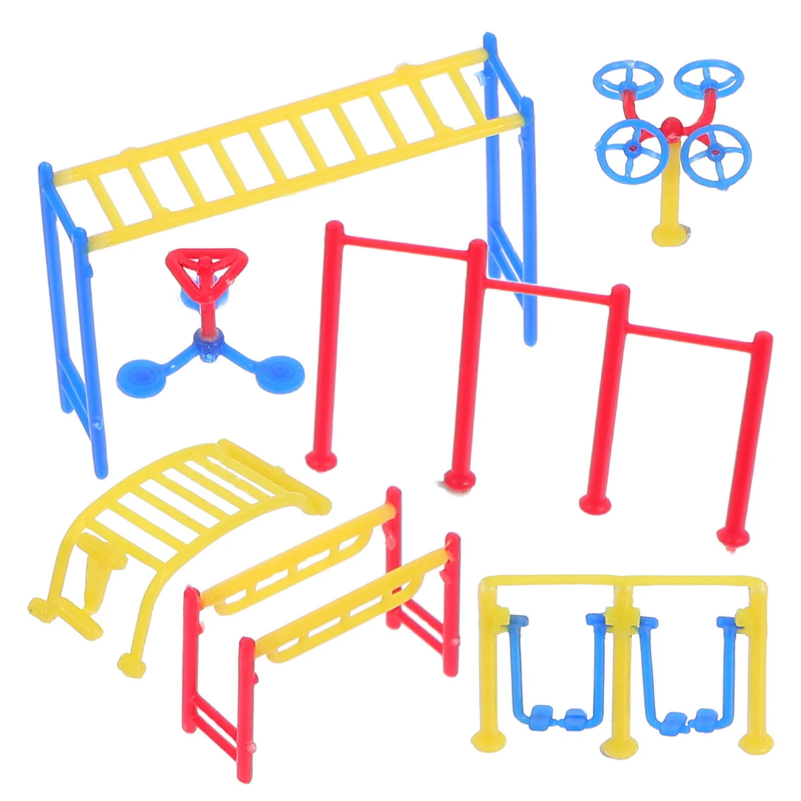 1Set Miniature Plastic Outdoor Sports Equipment Realistic Scale Fitness Accessories for Dollhouse Gym and Sand Table Decoration