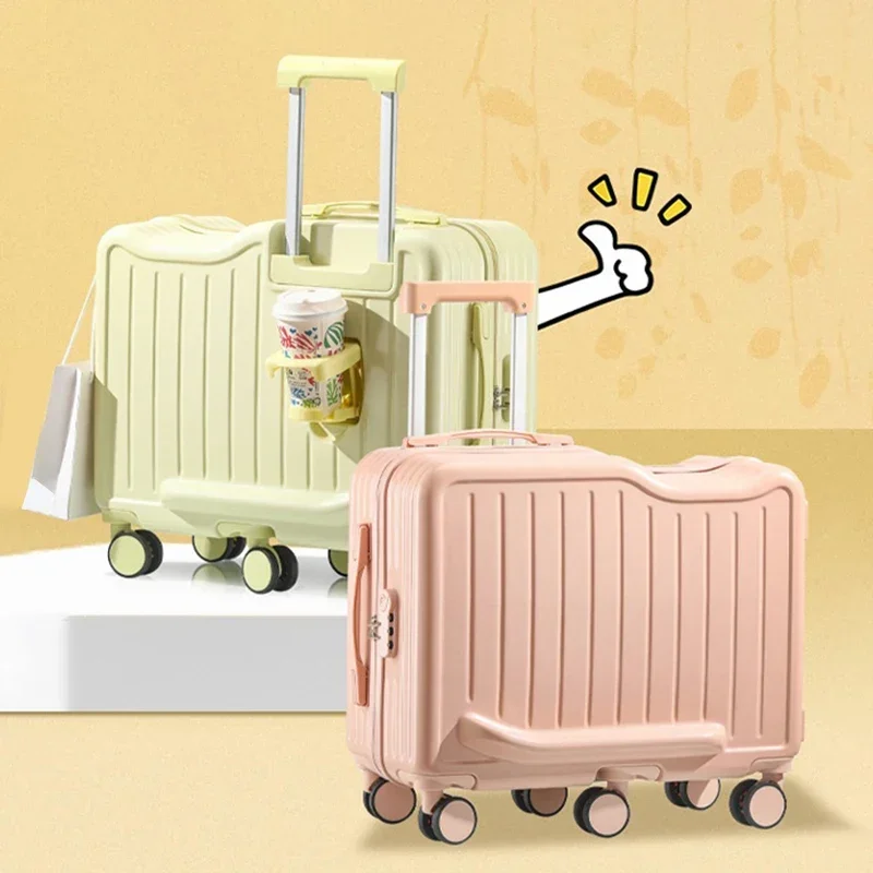 

New Children's Riding Suitcase 20/22 Inch Can Sit Luggage Trolley Case Universal Wheel 6 Wheels Travel Suitcases with Cup Holder