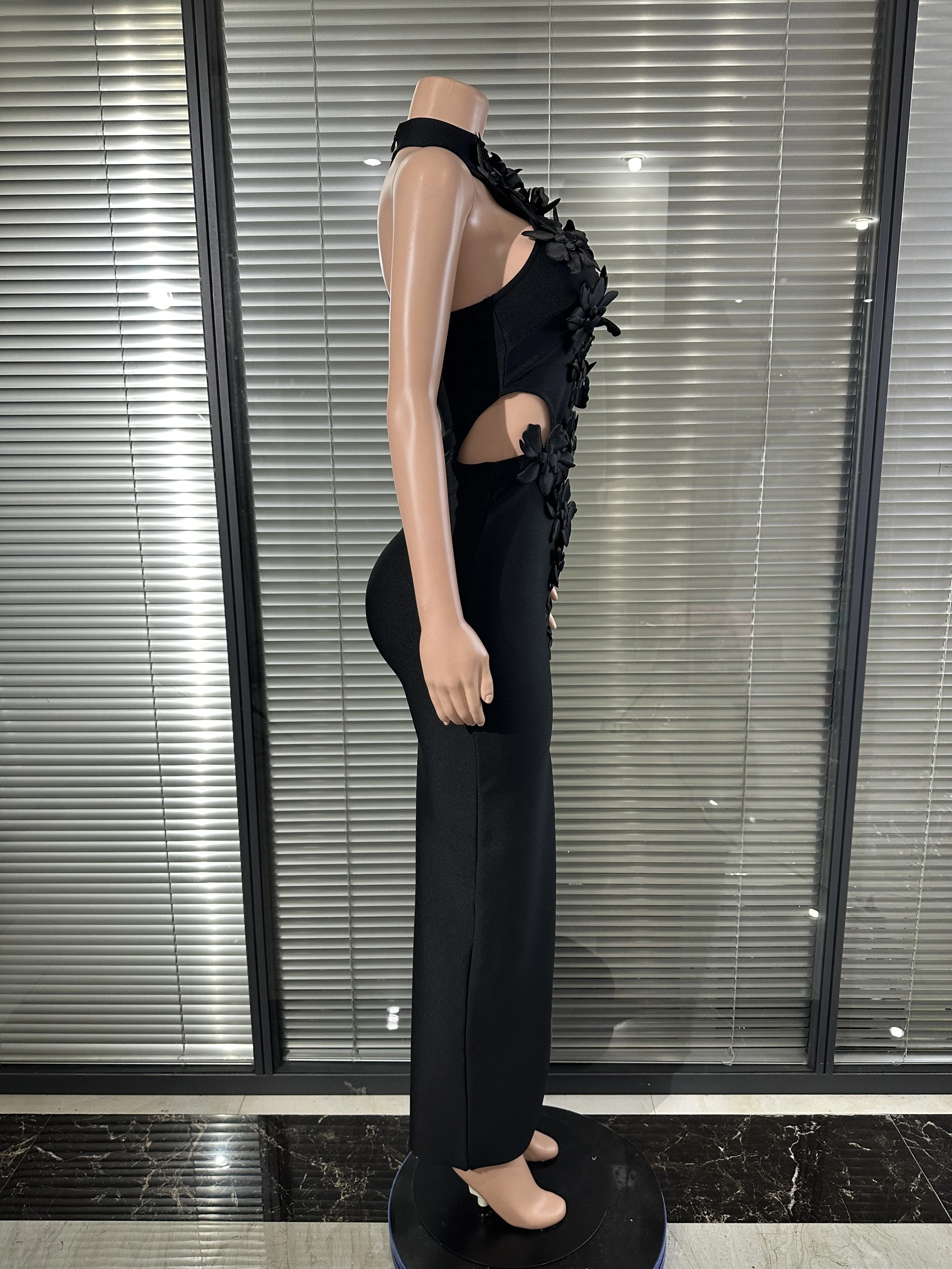 ชุดเดรสสำหรับโอกาสพิเศษ ผ้าเจอร์ซีย์ แต่งดอกไม้แฮนด์เมด จับจีบทรงกระบอก คอสูง ยาวถึงข้อเท้า สไตล์โมเดิร์น สามารถสั่งตัดได้