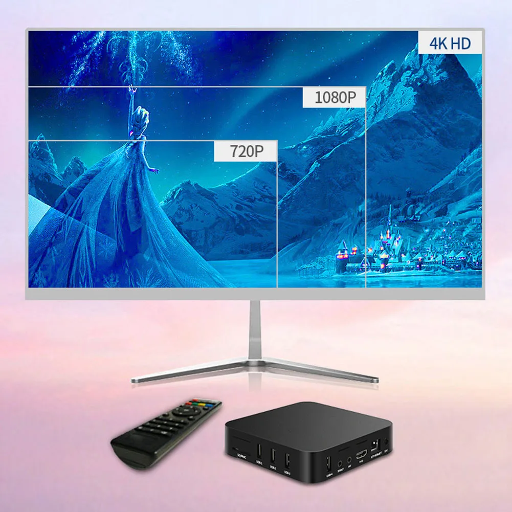 مشغل فيديو منزلي يعمل بنظام أندرويد 12 RK3228A رباعي النواة 2.4G&5G مشغل وسائط تلفزيون مزدوج واي فاي 4K HD مشغل وسائط فيديو RAM 1GB ROM 8GB ﻿