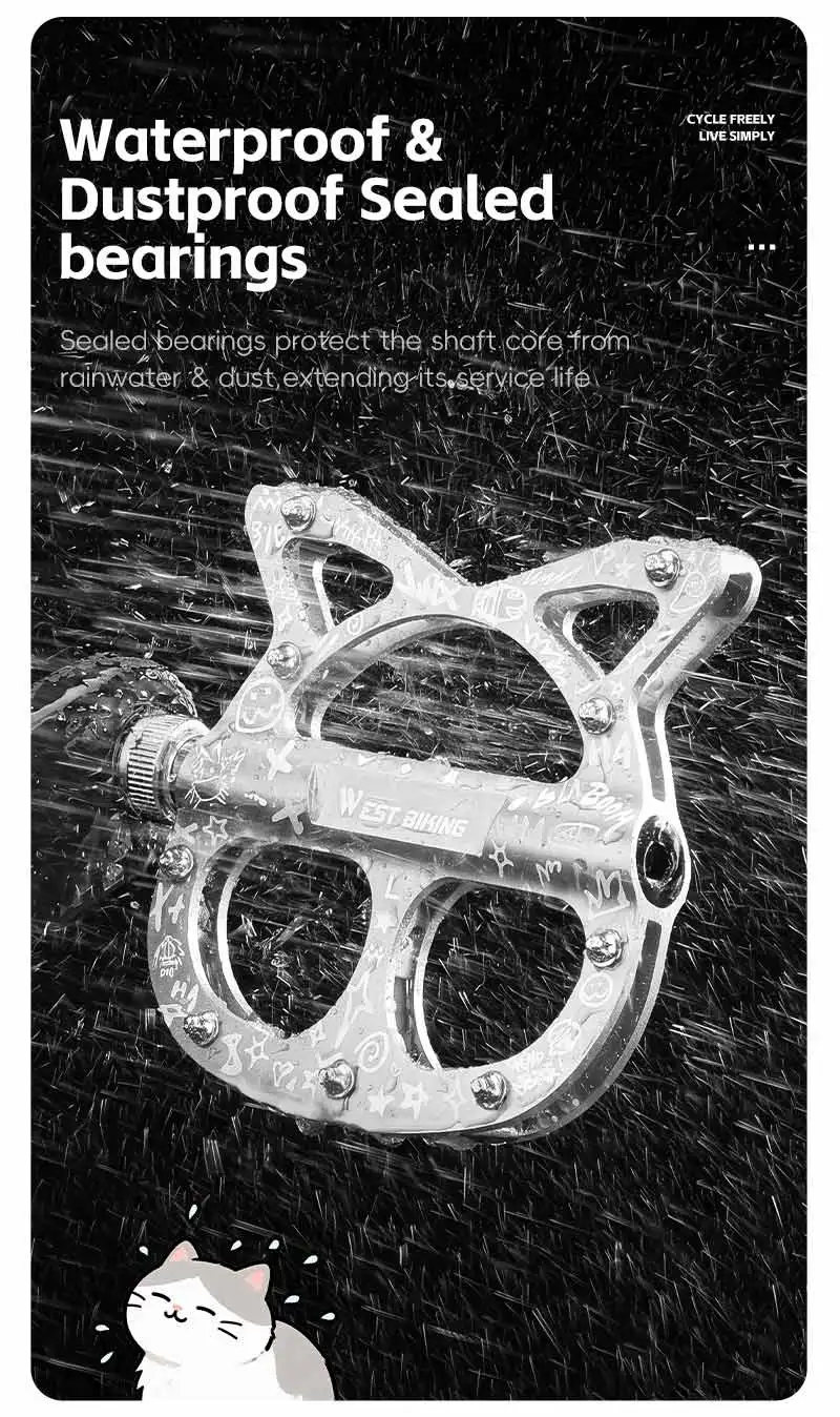 WEST BIKING Schnellspannpedale für Falträder, Katzenform, Aluminiumlegierung, rutschfeste Pedale, Fahrradzubehör für Frauen und Mädchen – Detail 19