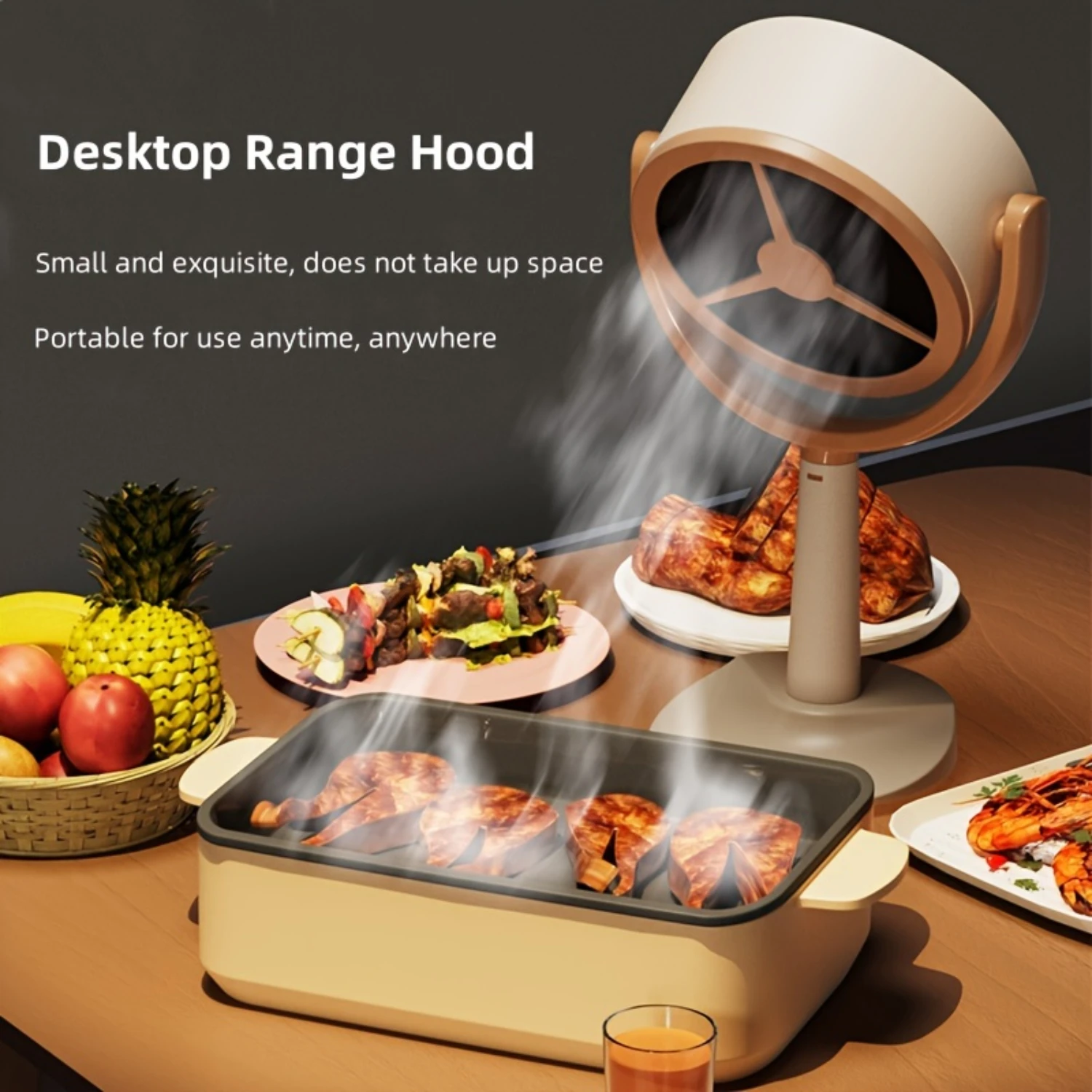 1pc Strong Suction Portable Range Hood with Detachable Parts and Easy Cleaning - Ideal for Indoor BBQ and Hot Pot Cooking