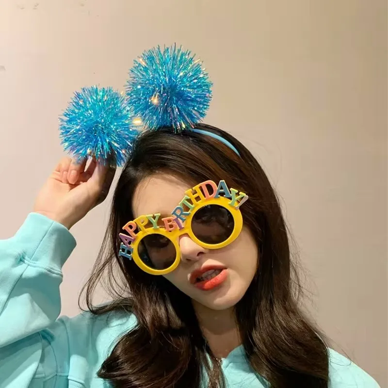 نظارات زينة لعيد ميلاد سعيد للفتيات ، إكسسوارات الشعر ، إكسسوارات الصور ، ديكور العطلة ، مستلزمات عصابة الرأس #4