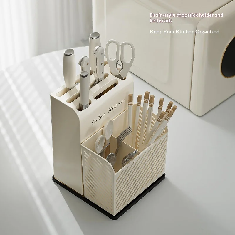 Kitchen Utensil Holder Rack Easy Cleaning Spoon Dishware Combination Knife Holder - Compact Storage Solution for Cutlery