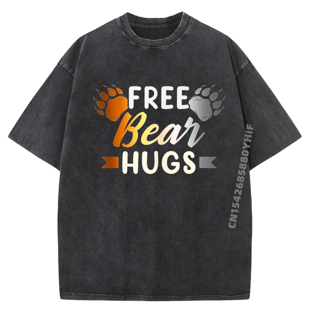 

Printing Bear Community Free Bear Hugs Short Sleeve Labor Day Tops & Tees Special Casual Washed Tops Shirt Men T-shirts Men