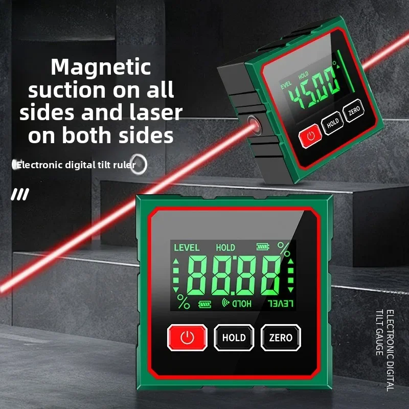 Stable Magnetic Digital Angle Finder With Electronic Laser 2 In 1 Laser Level Box Type-C Charging Angle Meter For Home 007