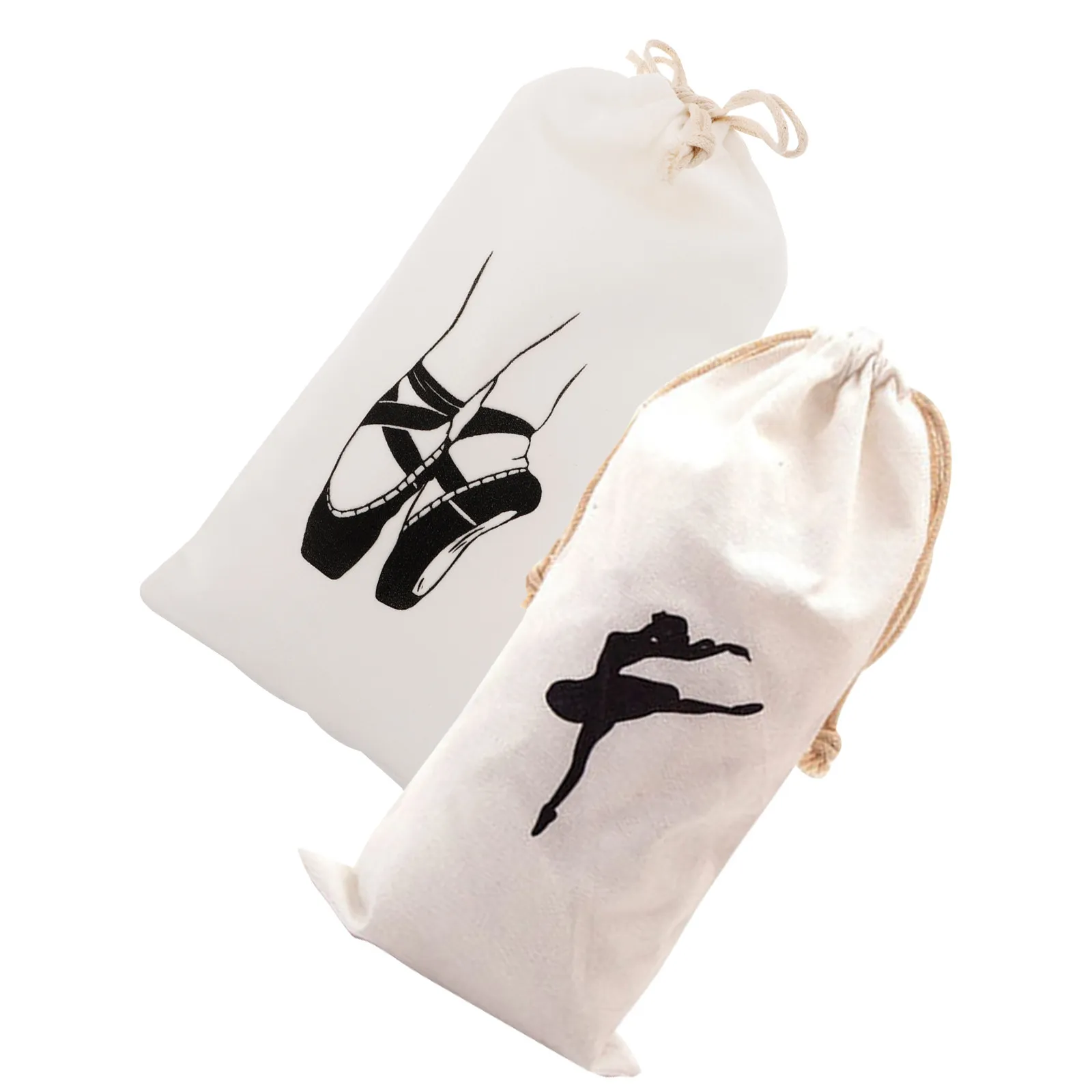 Pointe Shoe Storage Bag Drawstring Fabric Organizer Protective Cover for Ballet Class and Travel