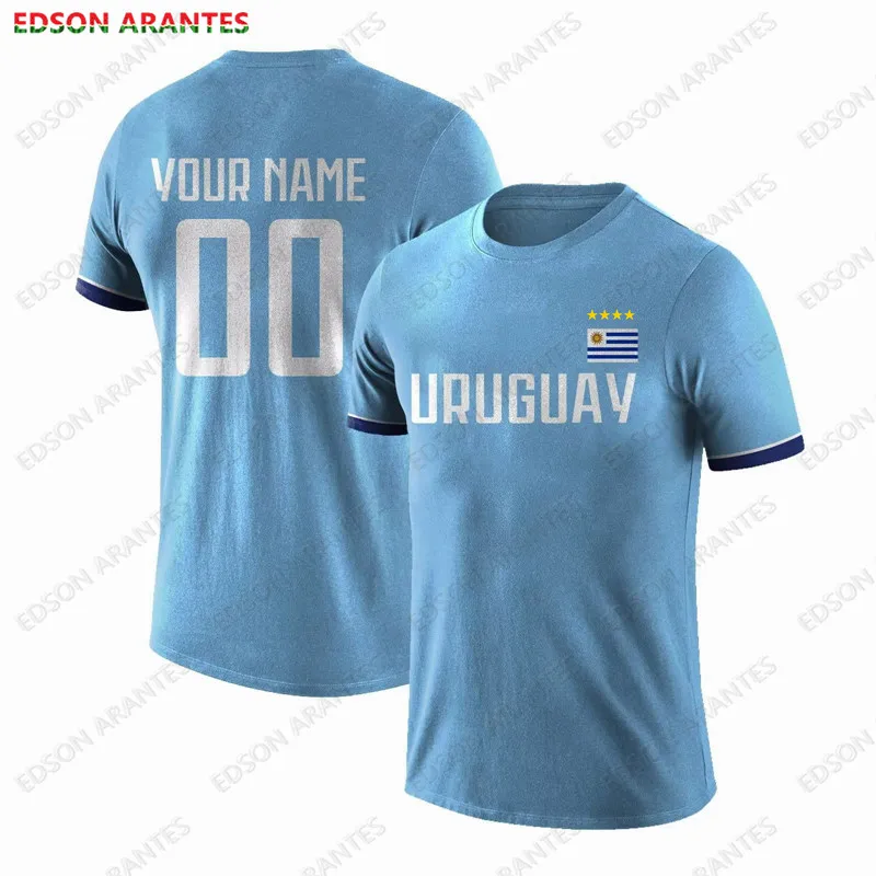 Uruguay Short Sleeve T-Shirt Men Women Personalized Name Number Futbol Tee Jersey Custom Adult Kids Patriotic Fans Sport Clothes