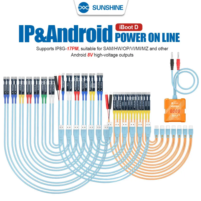 

Sunshine IBoot-D lP& Android 8V high voltage Output Power Supply Digital Boot Cable Support IP8G-17PM/SAM/HWOPNVI/MI/MZ Repair T