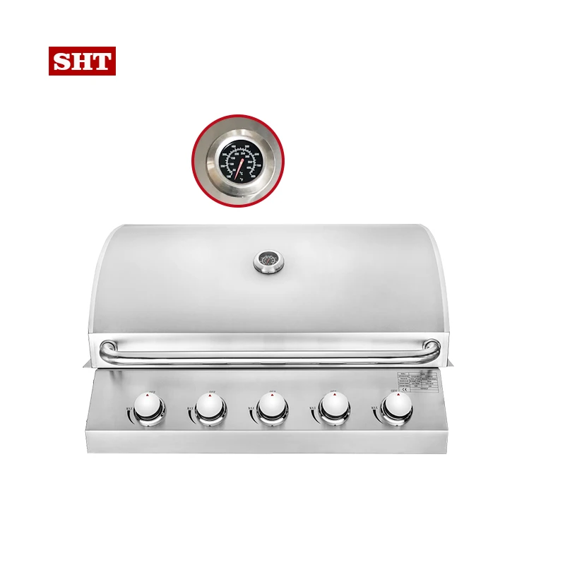 

Built-in Gas BBQ Grill 5 Burners Stainless Steel Outdoor Kitchen Barbecue High Efficiency Drop-in BBQ Grills for Backyard Island