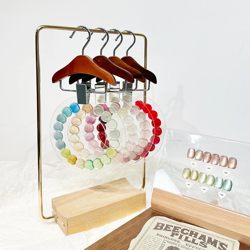 Circular Acrylic Display Board Nail Polish Nail Polish Adhesive Color Board Style Display Stand Solid Wood Display Table Metal