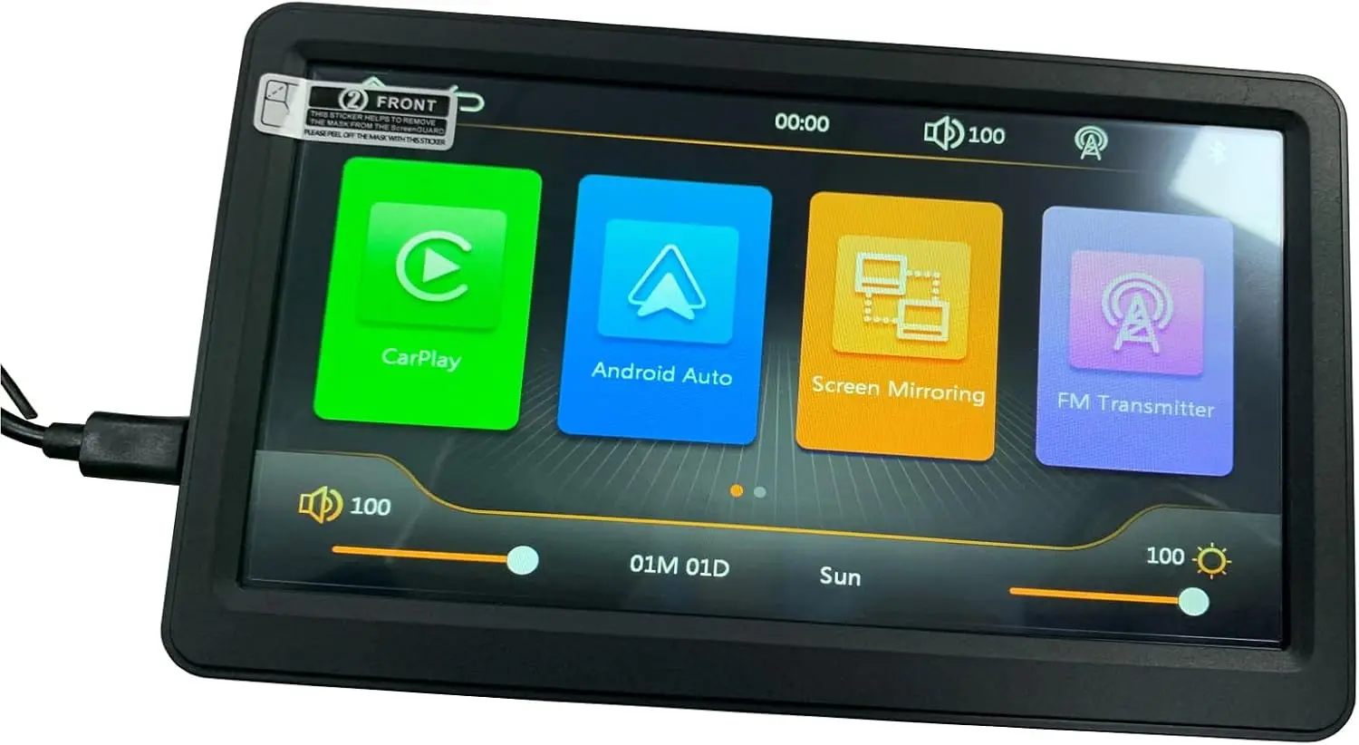 

7-футовый беспроводной CarPlay HD, Android Auto, MirrorLink, голосовое управление, FM, USB, AUX, TF-карта